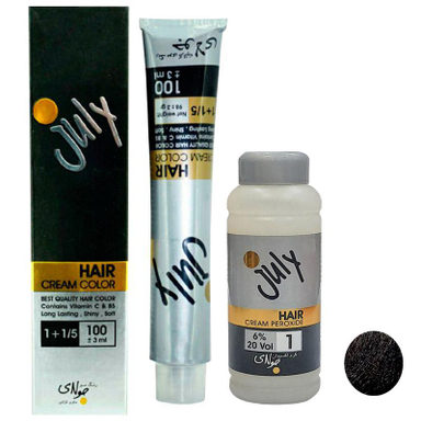 کیت رنگ مو جولای (July) شماره CF.4 رنگ قهوه‌ای دودی روشن حجم 100 میلی‌لیتر