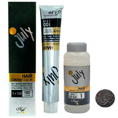 کیت رنگ مو جولای (July) شماره CF.3 رنگ قهوه‌ای دودی متوسط حجم 100 میلی‌لیتر