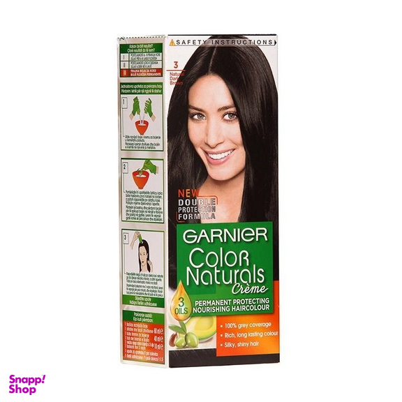 کیت رنگ مو گارنیه (Garnier) مدل Color Naturals Shade شماره 3 رنگ قهوه ای تیره حجم 40 میلیلیتر