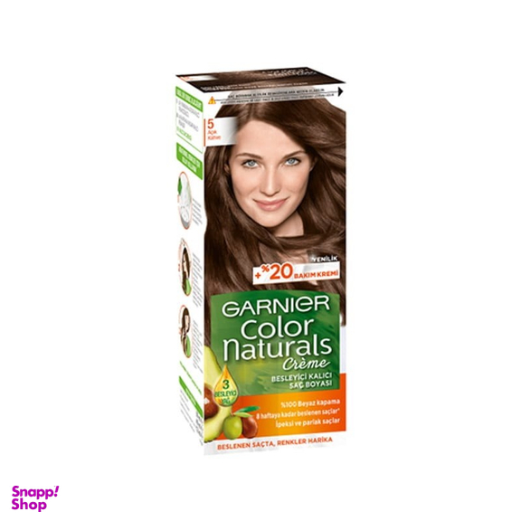 کیت رنگ مو گارنیه (Garnier) مدل Color Naturals Shade شماره 5 رنگ قهوه ای روشن حجم 40 میلیلیتر