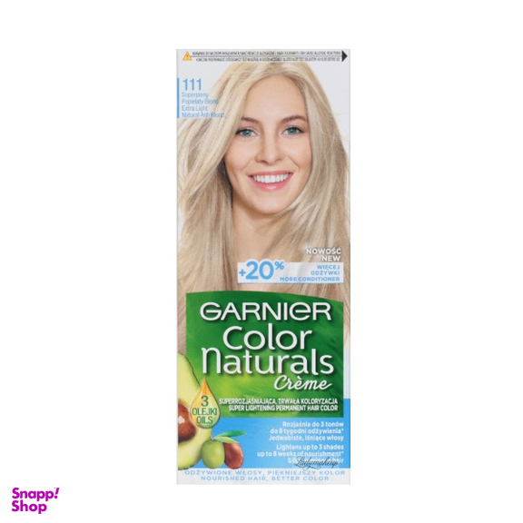 کیت رنگ مو گارنیه (Garnier) مدل Color Naturals Shade شماره 111 حجم 40 میلی لیتر رنگ بلوند دودی خیلی روشن