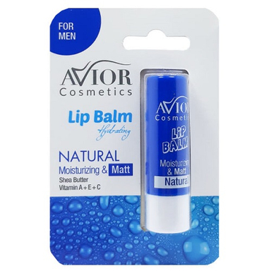 بالم لب مردانه آویور (Avior) مدل Natural نرم کننده لب و مات (بدون براق شدن)