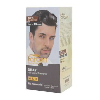 شامپو رنگ مو فاربن (Farben) رنگ خاکستری شماره 3.1 حجم 150 میلی‌لیتر بسته 2 عددی