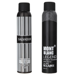 اسپری بدن مردانه اسکلاره (Sclaree) مدل Salvador حجم 200 میلی‌‌لیتر به همراه اسپری بدن مردانه مدل Mont Blanc