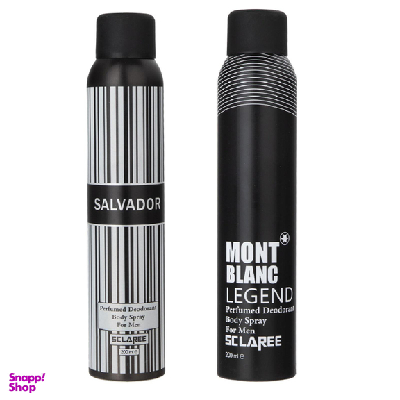 اسپری بدن مردانه اسکلاره (Sclaree) مدل Salvador حجم 200 میلی‌‌لیتر به همراه اسپری بدن مردانه مدل Mont Blanc
