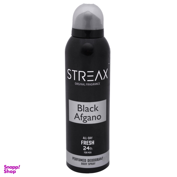 اسپری خوشبو کننده بدن مردانه استریکس (Streax) مدل Black afgan کد BF01 حجم 200 میلی‌‌لیتر