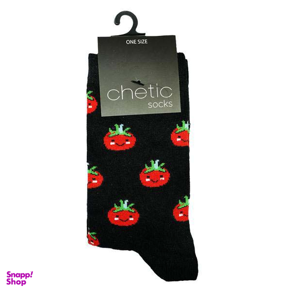 جوراب زنانه چتیک (Chetic) طرح گوجه فرنگی کد RG- C627 رنگ مشکی