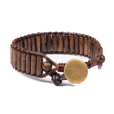 دستبند چرم مردانه ریسه گالری (Ri3 Gallery) مدل چرم چوب W1190