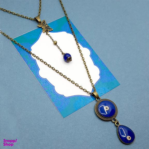 گردنبند رومانتویی مدل پروانه و چشم نظر