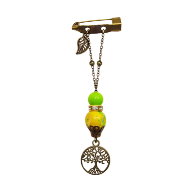 سنجاق سینه پیکسلی ژوپین مدل برگ و درخت