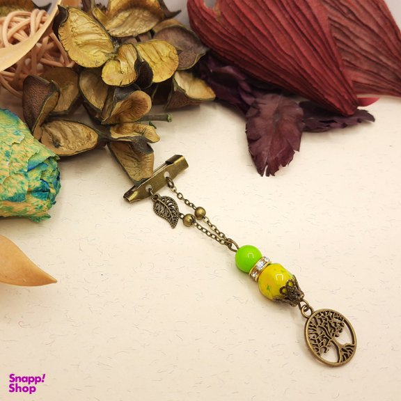 سنجاق سینه پیکسلی ژوپین مدل برگ و درخت