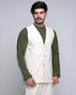 جلیقه یکرو کوتاه مردانه شیری