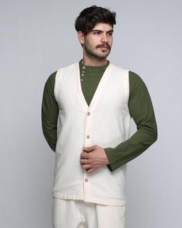 جلیقه یکرو کوتاه مردانه شیری