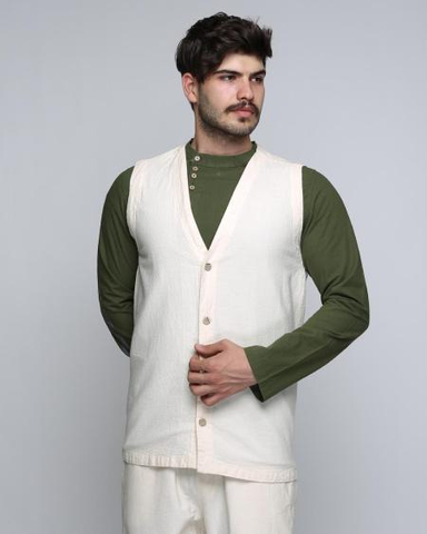 جلیقه یکرو کوتاه مردانه شیری