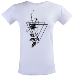 تی شرت آستین کوتاه زنانه مدل FLOWER کد ZJ164 رنگ سفید