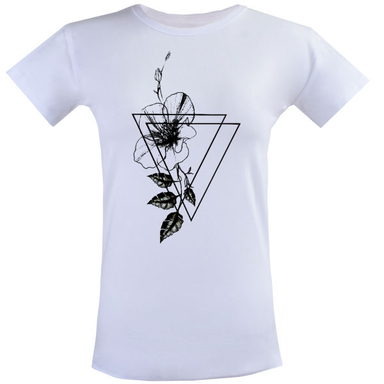 تی شرت آستین کوتاه زنانه مدل FLOWER کد ZJ164 رنگ سفید