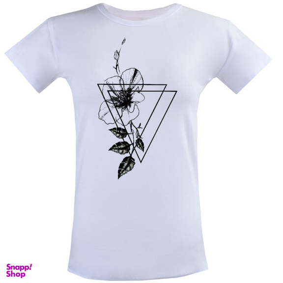 تی شرت آستین کوتاه زنانه مدل FLOWER کد ZJ164 رنگ سفید