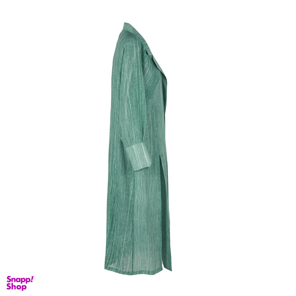 مانتو بلند یقه انگلیسی زیبو (Ziboo) مدل R064 کد 011210 رنگ سبز تیره