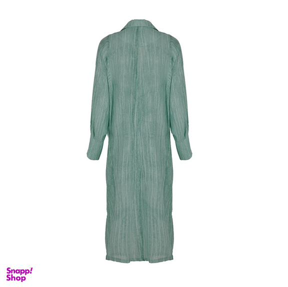 مانتو بلند یقه انگلیسی زیبو (Ziboo) مدل R064 کد 011210 رنگ سبز تیره