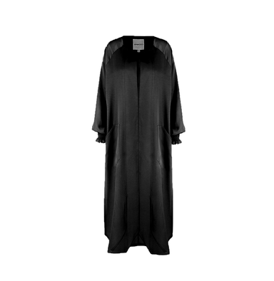 مانتو بلند یقه هفت زیبو (Ziboo) مدل R040 کد 011125 رنگ مشکی