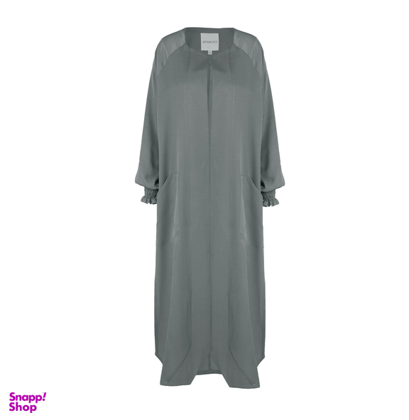 مانتو بلند یقه هفت زیبو (Ziboo) مدل R040 کد 011125 رنگ طوسی