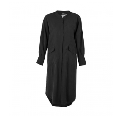 مانتو بلند یقه ایستاده زیبو (Ziboo) مدل Stand Collar رنگ مشکی