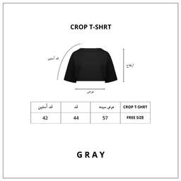 تیشرت نیم تنه گری (Gray) مدل Crop T-Shirt فری سایز