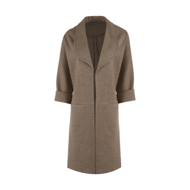 مانتو زنانه مانگ (Mong) مدل یقه آرشال عبایی 2 رنگ شتری