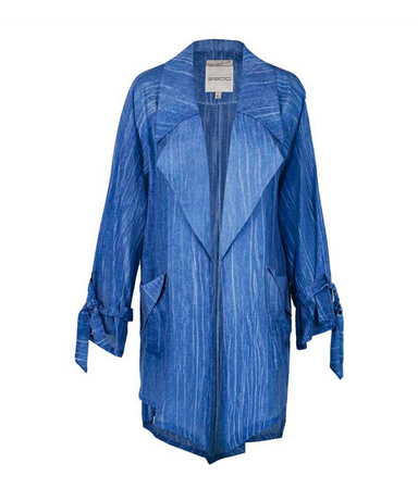 مانتو بلند یقه ایستاده زیبو (Ziboo) مدل Reglan R030 کد 011118 رنگ آبی