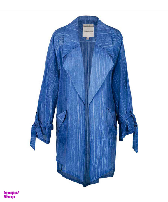 مانتو بلند یقه ایستاده زیبو (Ziboo) مدل Reglan R030 کد 011118 رنگ آبی