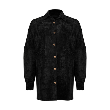 مانتو زنانه مانگ (Mong) مدل مخمل پیراهنی رنگ مشکی