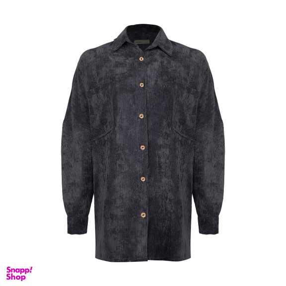 مانتو زنانه مانگ (Mong) مدل مخمل پیراهنی رنگ مدادی