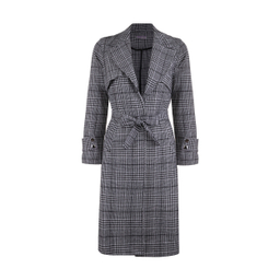 مانتو زنانه مانگ (Mong) مدل پشمی چهارخانه ژیله دار رنگ مشکی سفید