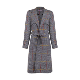 مانتو زنانه مانگ (Mong) مدل پشمی چهارخانه ژیله دار رنگ زرد