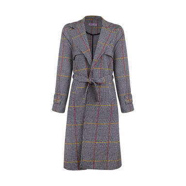 مانتو زنانه مانگ (Mong) مدل پشمی چهارخانه ژیله دار رنگ زرد