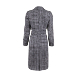 مانتو زنانه مانگ (Mong) مدل پشمی چهارخانه ژیله دار رنگ مشکی سفید