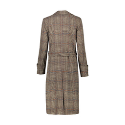 مانتو زنانه مانگ (Mong) مدل پشمی چهارخانه ژیله دار رنگ نسکافه ای