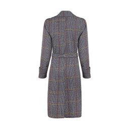 مانتو زنانه مانگ (Mong) مدل پشمی چهارخانه ژیله دار رنگ زرد