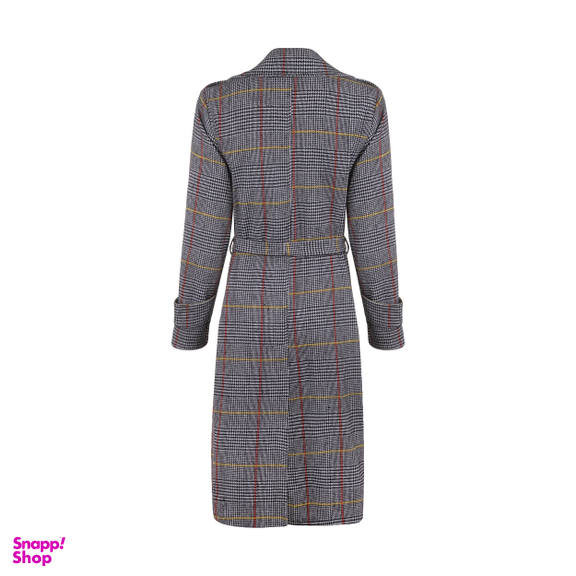 مانتو زنانه مانگ (Mong) مدل پشمی چهارخانه ژیله دار رنگ زرد