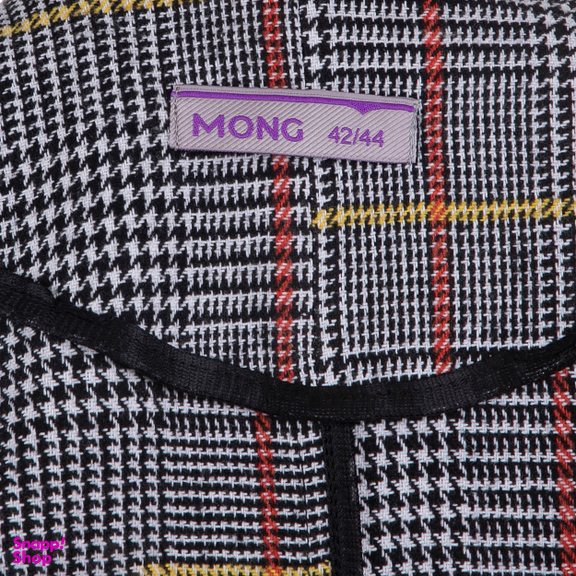 مانتو زنانه مانگ (Mong) مدل پشمی چهارخانه ژیله دار رنگ زرد