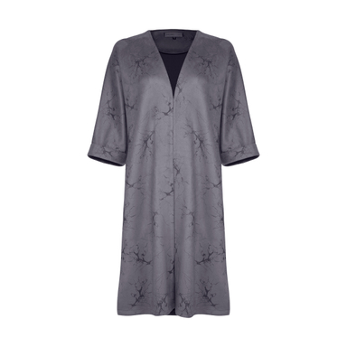 مانتو زنانه مانگ (Mong) مدل سوییت طرح شاخه رنگ طوسی