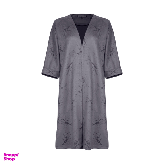 مانتو زنانه مانگ (Mong) مدل سوییت طرح شاخه رنگ طوسی