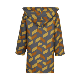 کاپشن زنانه مانگ (Mong) مدل فوتر طرح دار کلاهدار رنگ زرد