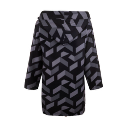 کاپشن زنانه مانگ (Mong) مدل فوتر طرح دار کلاهدار رنگ طوسی