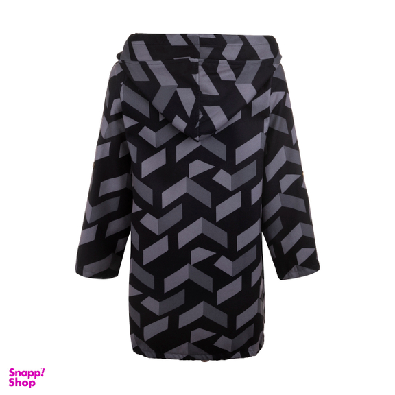 کاپشن زنانه مانگ (Mong) مدل فوتر طرح دار کلاهدار رنگ طوسی