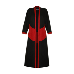 مانتو زنانه مانگ (Mong) مدل لاله سه رنگ رنگ مشکی قرمز