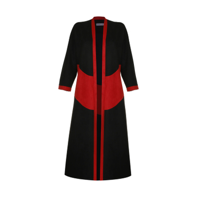 مانتو زنانه مانگ (Mong) مدل لاله سه رنگ رنگ مشکی قرمز