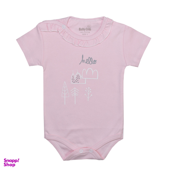 بادی آستین کوتاه نوزادی بی بی وان (Baby One) مدل چین دار کد 2