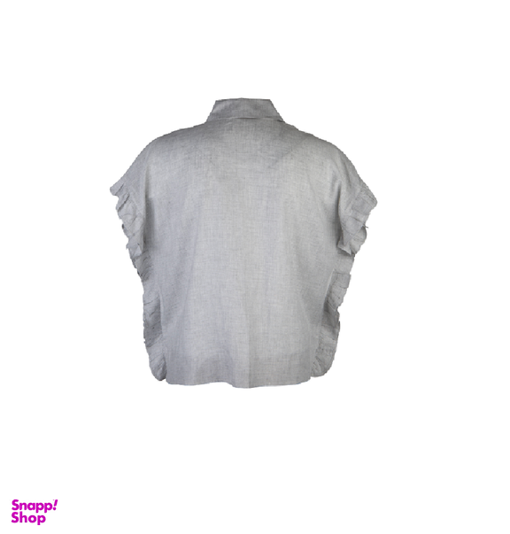بلوز لنین گره ای رنگ نقره‌ای سایز Free Size کد 30503064