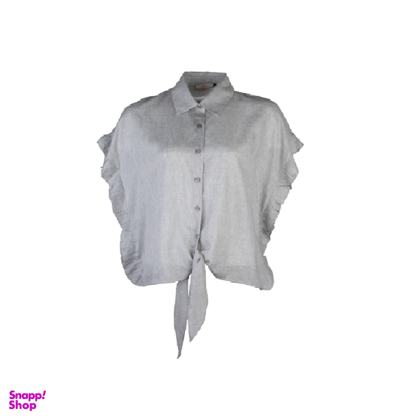 بلوز لنین گره ای رنگ نقره‌ای سایز Free Size کد 30503064